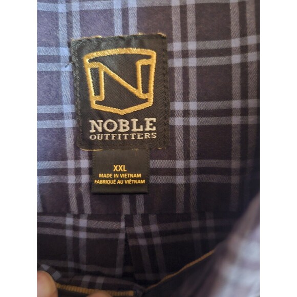 Noble Outfitters Shirt Men's XXL Blue Navy Plaid Long Sleeve Button Down - Picture 4 of 6